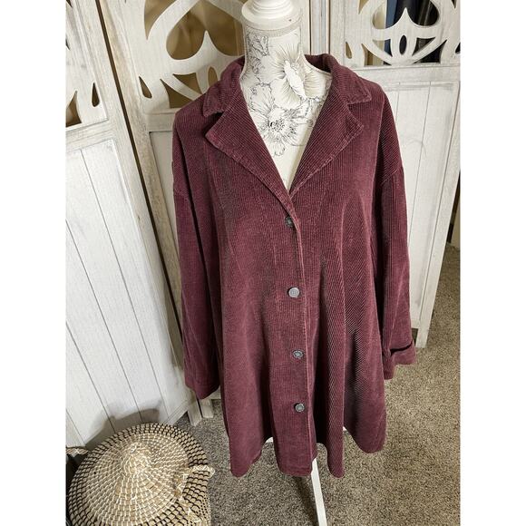 Vintage Tom Tom California Cotton Purple Chore Duster Coat Lagenlook Medium - Picture 1 of 8